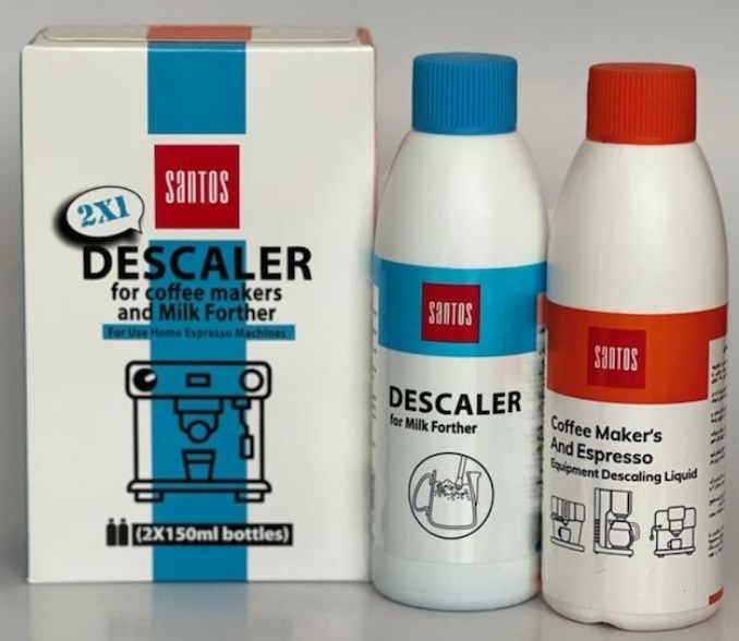 مایع شوینده دستگاه قهوه ساز خانگی بهمراه مایع شوینده نازل بخار سانتوس 150cc *2